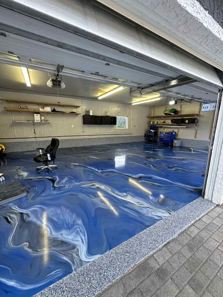 blue metallic epoxy flooring in halifax nova scotia